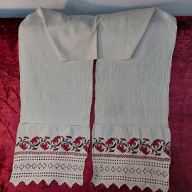 Рушник, ткань лен, вышивка крестиком и кружево ручная работа, 37х256см. 